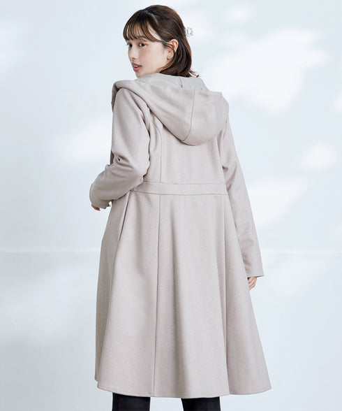 【アウトレット】ウール調フレアフードコート