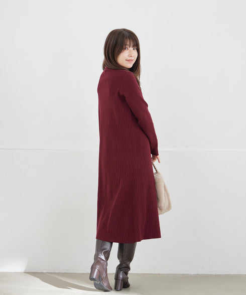 【安田美沙子さん着用】リブ切替ニットワンピース