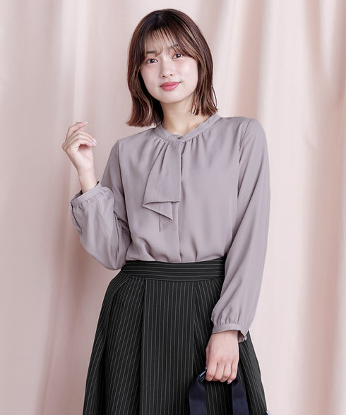 【スマート裏起毛】 ジョーゼットフリルブラウス