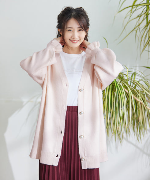 【アウトレット】袖先フリルミドル丈カーデ
