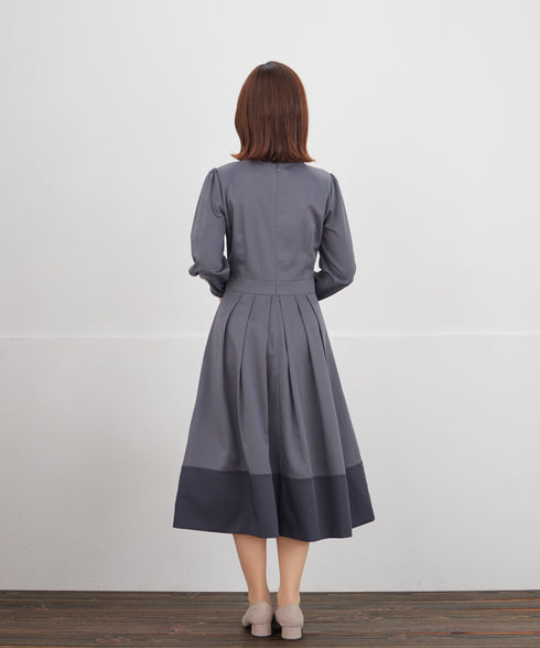 【新色追加】 キーネックフレアワンピース