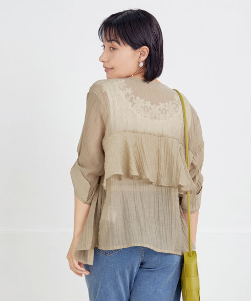 楊柳バックフリルブルゾン