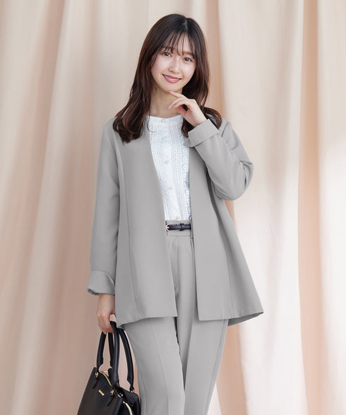 【アウトレット】ダブルストレッチ│カラーレスロングジャケット