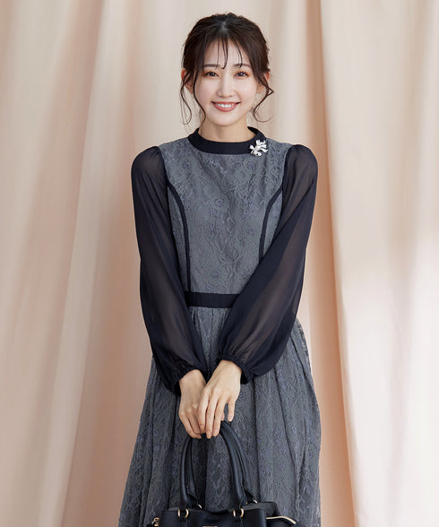 レースコンビフレアワンピース