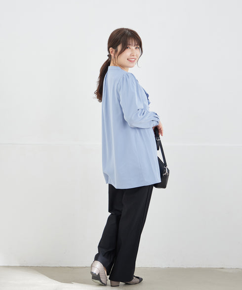 【スマート裏起毛】フリルチュニック