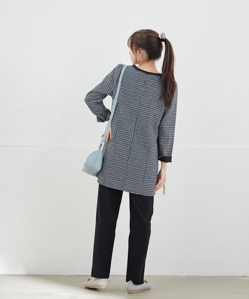 【ストレッチジョーゼット】 スリットテーパードパンツ