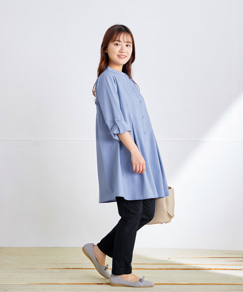 -TIA BASIC-バンドカラーシャツチュニック