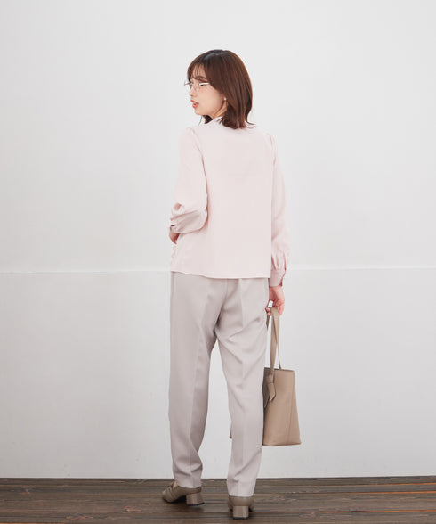 【ブラウス&ベスト&パンツ3点セット】リボンタイブラウス+ベスト付き 3点セットアップ