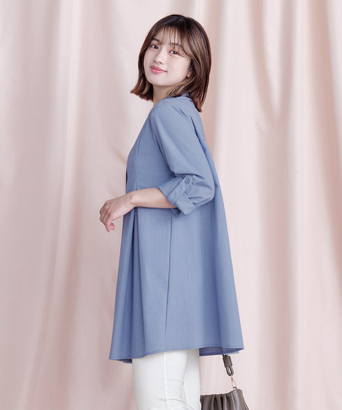 -TIA BASIC-バンドカラーシャツチュニック