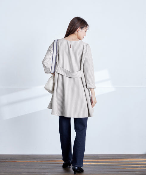 【小倉優子さん着用・選べる袖TYPE】バックフレアチュニックブラウス