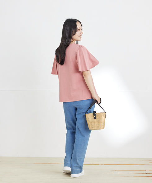 【おのののかさん着用】“サマケア”キーネックフレアスリーブトップス