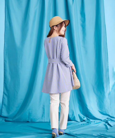 【小倉優子さん着用・選べる袖TYPE】バックフレアチュニックブラウス