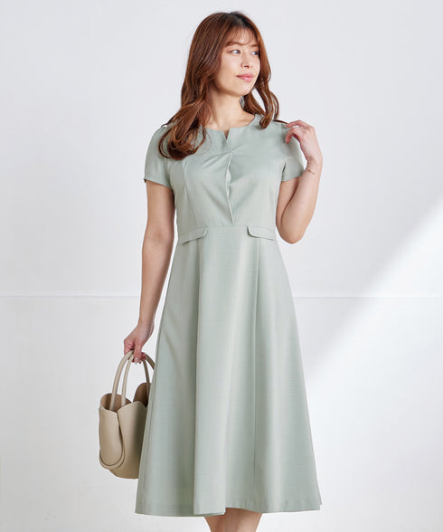 【小倉優子さん着用】フラップポケットミディアム丈フレアワンピース