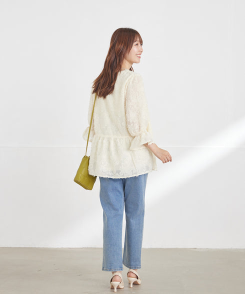 カットジャガードシフォンチュニック
