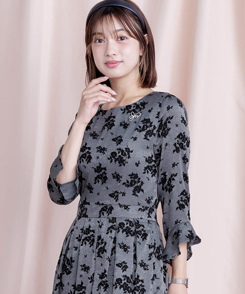 【安田美沙子さん着用 / 新色追加】 フラワーフロッキーワンピース