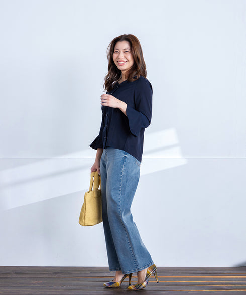 【アウトレット】ハートネックフレア袖ブラウス