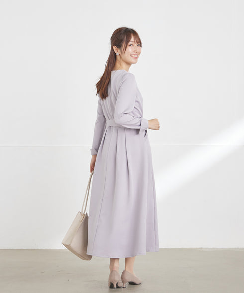 【安めぐみさん着用】キーネックポケットワンピース