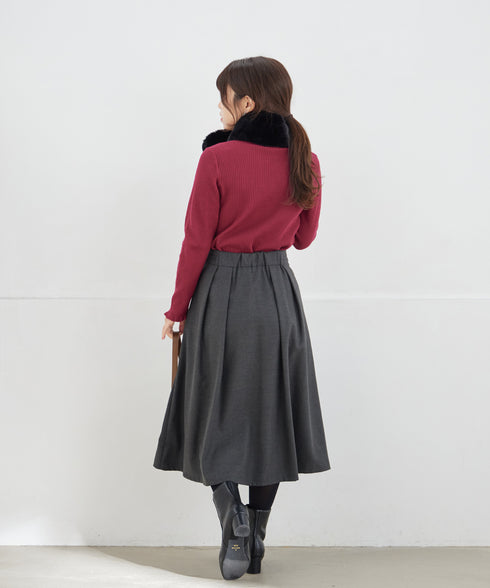 【新色追加】 ウール調タックスカート