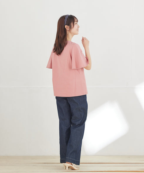 【おのののかさん着用】“サマケア”キーネックフレアスリーブトップス