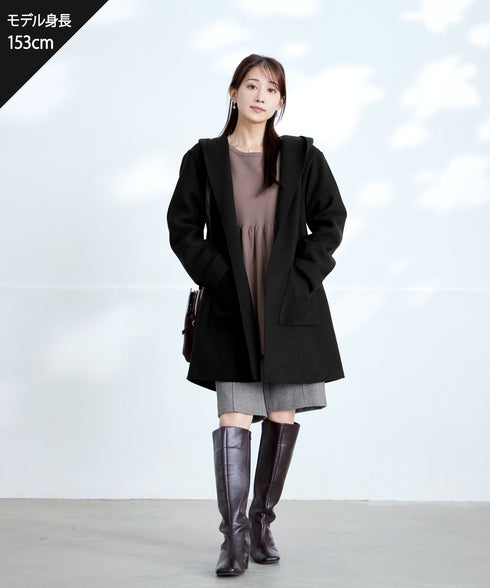 【安田美沙子さん着用】ウール調ヘリンボン柄キュロットパンツ