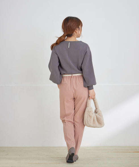 【安田美沙子さん着用】ボリュームパフスリーブニット