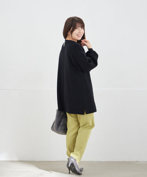 【安田美沙子さん着用】ボリュームパフスリーブニットチュニック