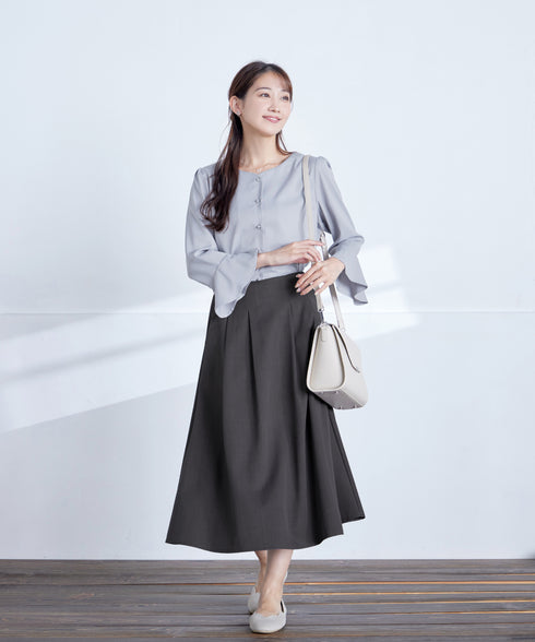 【アウトレット】ハートネックフレア袖ブラウス