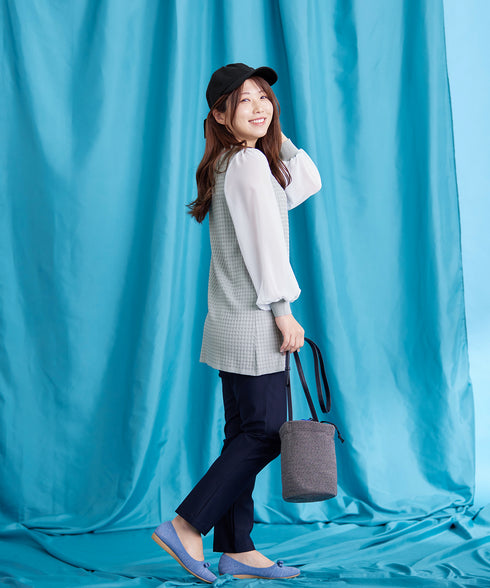 シアーチェック柄ニットチュニック