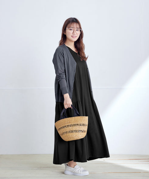 【小倉優子さん着用・洗える・接触冷感・汗ジミ防止】“サマさまカットソー”サイドティアードワンピース