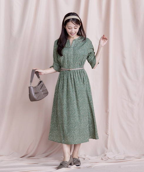 キャンディースリーブ花柄ワンピース