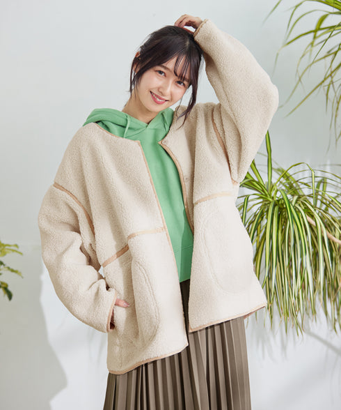 【アウトレット】2wayリバーシブルボアショートブルゾン