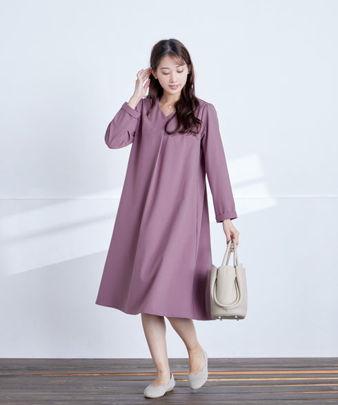 バックギャザーハートネックAラインワンピース