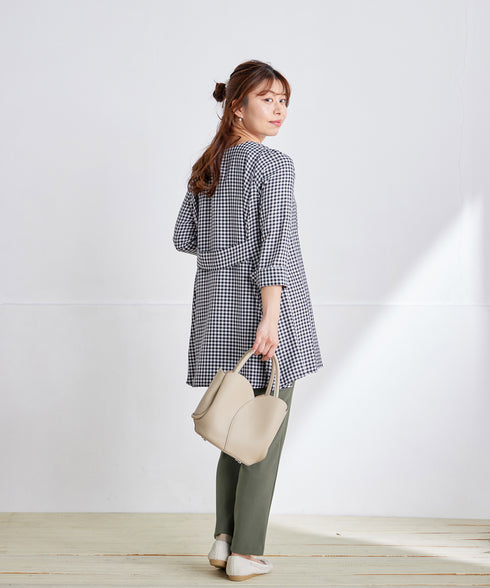 【おのののかさん着用/半袖&7分袖選べる袖丈】バックフレアチュニック