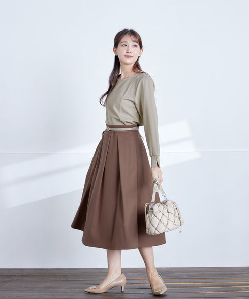 【新色追加】 ウール調タックスカート