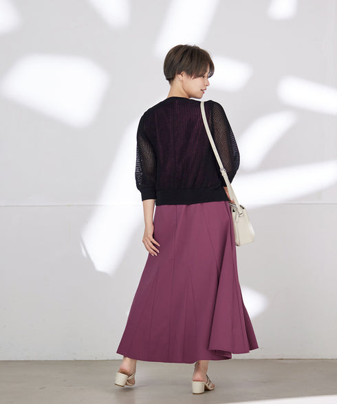 【アウトレット】メッシュ編みニットショートカーディガン