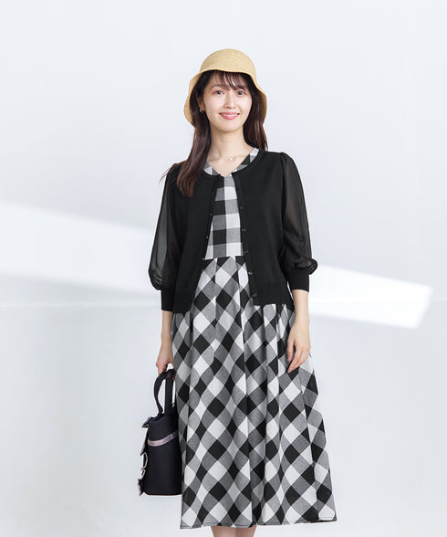 【アウトレット / 袖が選べる】大柄ギンガムチェックワンピース