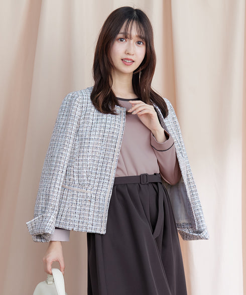 【アウトレット】バックルベルト付き配色フレアワンピース