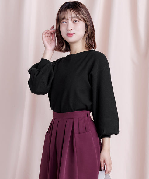 【安田美沙子さん着用】ボリュームパフスリーブニット