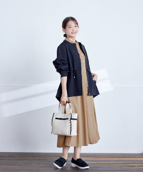 パール釦フレアシャツワンピース