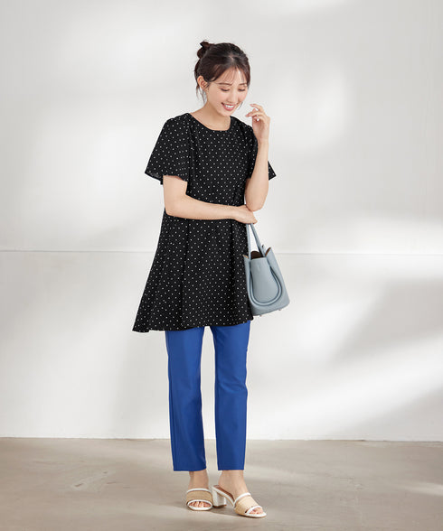 【小倉優子さん着用・選べる袖TYPE】バックフレアチュニックブラウス