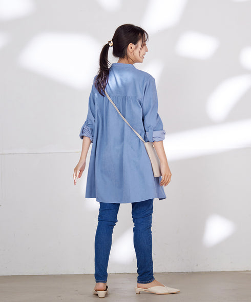 ピーチスキンシャツチュニックブラウス