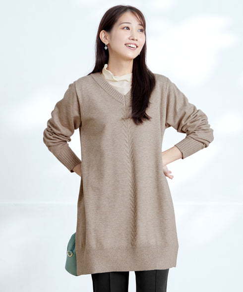 【安田美沙子さん着用 / 選べる2type】もちニットチュニック