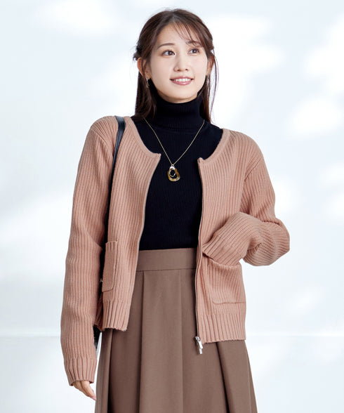 タートルリブニットトップス