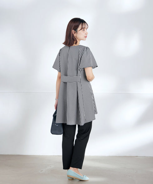 【小倉優子さん着用・選べる袖TYPE】バックフレアチュニックブラウス
