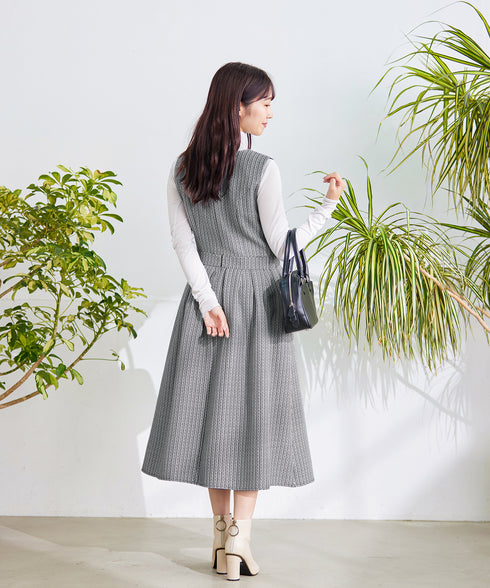 【アウトレット】ツイードタックワンピース