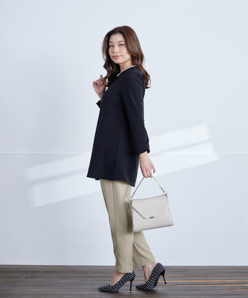 【ストレッチジョーゼット】 3WAY付け襟チュニック