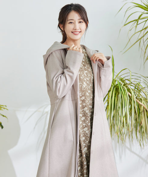 【アウトレット】ウール調フレアフードコート