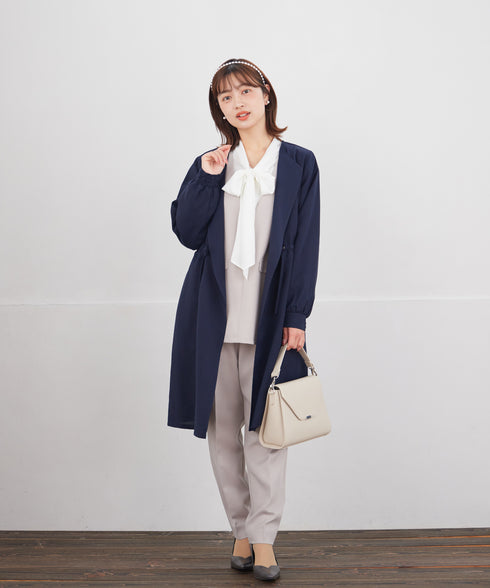 【ブラウス&ベスト&パンツ3点セット】リボンタイブラウス+ベスト付き 3点セットアップ