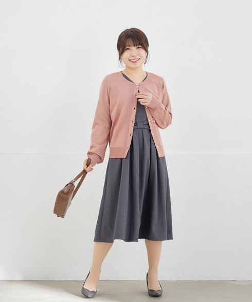 リボンウエスト切替ワンピース