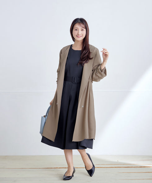 【3WAY】リボンブローチ&ベルト付きフレアワンピース